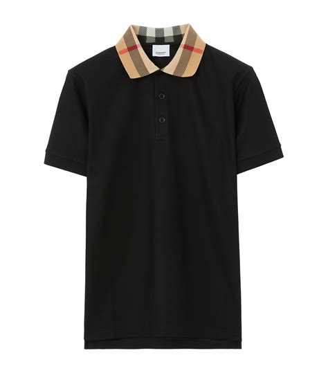 burberry polo 128|Check Collar Cotton Polo Shirt in Black .